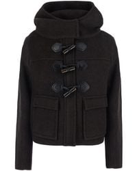 Ganni - Mini Duffle Peacoat Wool Coat - Lyst