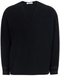 Max Mara - Long-Sleeve V-Neck Top Wool Tops - Lyst