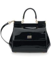 Dolce & Gabbana - Sicily Medium Handbag With Adjustable And Removable Shoulder Strap And Logo Plaque On The Front - Lyst
