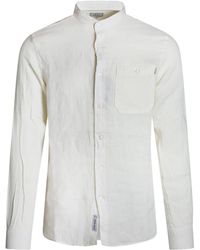 Save 24% Woolrich Band Collar Linen Shirt Shirt in White for Men Mens Shirts Woolrich Shirts 