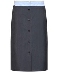Prada - Abbigliamento Slate Wool And Mohair Midi Skirt With Shirt-Style Insert - Lyst