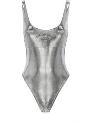 Elisabetta Franchi - Metallic Jersey Bodysuit With Logo - Lyst