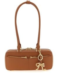 Self-Portrait - 'Tan Leather Baguette With Charm' Shoulder Bag - Lyst