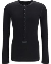 Dolce & Gabbana - Ribbed Cotton Henley T-Shirt T-Shirts And Polos - Lyst