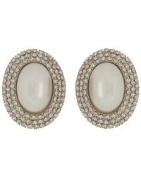 Alessandra Rich - Oval Earrings With Pearl And Crystals - Lyst
