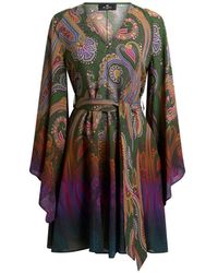 Etro - Paisley-Pattern Belted Mini Dress - Lyst