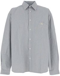 ERL - Shirt With Logo Embroidery On The Front And All-Over Check Motif - Lyst
