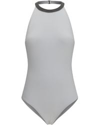 Brunello Cucinelli - One-Piece Swimsuit With Monili Embellishment Polyamide; Elastane Swimwear - Lyst