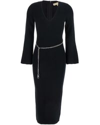 MICHAEL Michael Kors - Dress With Chain Belt And Logo Plaque - Lyst