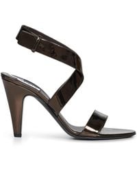Alaïa - Brun Metal Mirror-Effect Leather Cone Sandals - Lyst