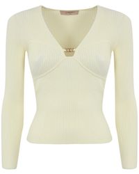 Twin Set - Ribbed Viscose Sweater With Oval-T - Lyst