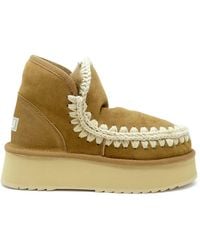 Mou - Cognac Mini Eskimo Leather Wool Rubber Platform Boot - Lyst