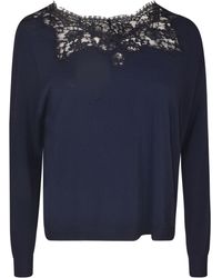 Ermanno Scervino - Lace Paneled Ribbed Sweatshirt - Lyst