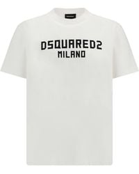 DSquared² - T-Shirt With Â€Œ Milanoâ€ Logo Printed - Lyst
