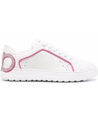 Ferragamo - Ferragamo Manhattan Gancini-Print Sneakers - Lyst