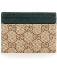 Gucci - Card Holder Gg Canvas And Leather Accessory - Lyst