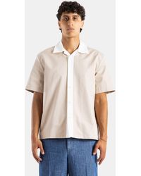 Jil Sander - Short-Sleeved Sand Cotton Shirt With Cuban Collar - Lyst