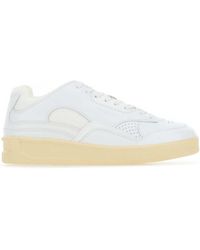 Jil Sander - White Leather And Fabric Sneakers - Lyst