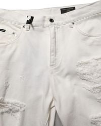 Dolce & Gabbana - Cotton Distressed Straight Denim Jeans Clothing - Lyst