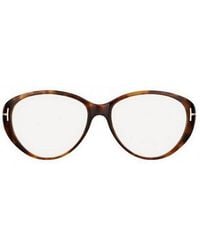 Tom Ford - Eyeglasses Oval Full Rim, Dark Havana Frame And Clear Demo Lenses Lens Ft5245052 Sunglasses - Lyst