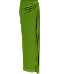 Elisabetta Franchi - Shiny Viscose With Front Knot Detail Skirt - Lyst