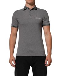 Dolce & Gabbana - Gray Logo Embroidery Collared Polo T - Lyst