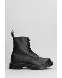Dr. Martens - 1460 Mono Combat Boots In Black Leather - Lyst
