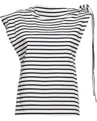 MSGM - Bow-detailed Striped Sleeveless Top - Lyst