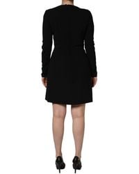 Roberto Cavalli - Long Sleeves Scoop Neck Mini Dress Acetate Viscose Elastane - Lyst