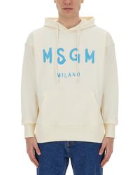 MSGM - Sweatshirt With Brushed Logo - Lyst
