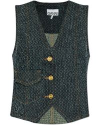 Ganni - Denim Vest, - Lyst