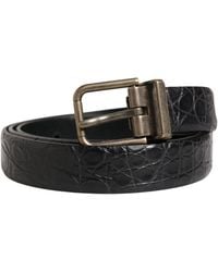 Dolce & Gabbana - Exotic Leather Metal Buckle Belt Caiman - Lyst