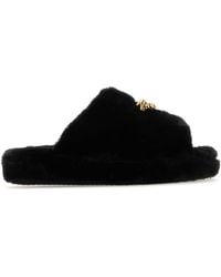 Versace - Eco Fur Slippers - Lyst