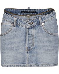 Alexander Wang - Chain-Embellished Denim Mini Skirt - Lyst