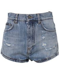 Dolce & Gabbana - Distressed Denim Shorts - Lyst