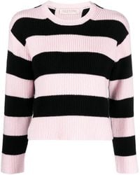 Valentino - Striped Virgin Wool Jumper Clothing - Lyst