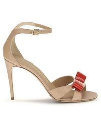 Ferragamo - Beige Calf Leather Bos Taurus Stiletto Heel Sandals - Lyst