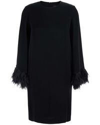 Antonelli - Dress Violetta Satin With Feathers - Lyst