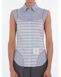 Thom Browne - Chemise Sans Manches Trompe-Lœil En Oxford Marine Shirt - Lyst