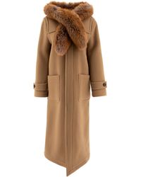 Burberry - Faux Fur Trim Wool Duffle Coat - Lyst
