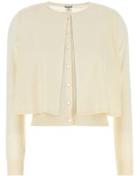 Loewe - Cream Wool Cardigan - Lyst