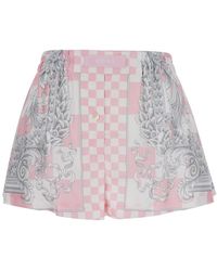 Versace - Bermuda Shorts With Baroque Chessboard Print - Lyst