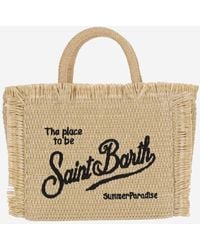 Mc2 Saint Barth - Straw Tote Bag With Logo - Lyst
