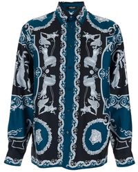 Versace - Shirt With Classic Collar And All-Over Print - Lyst