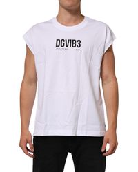 Dolce & Gabbana - White Cotton Sleeveless Printed Tank T - Lyst