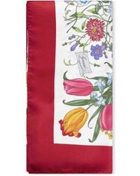 Gucci - Off- And Printed Silk Twill Scarf - Lyst
