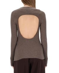 Helmut Lang - Ribbed Top With Open Back Wool Tops - Lyst