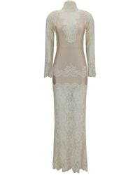 Rabanne - Beige Polyamide Long Dress - Lyst