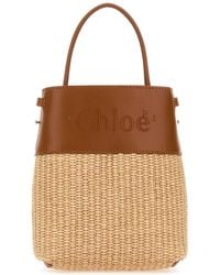 Chloé - Bicolor Raffia And Leather Micro Handbag - Lyst