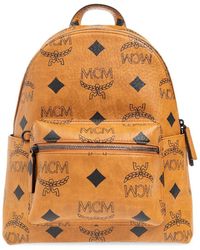 MCM - All-Over Logo Printed Zipped Backpack - Lyst